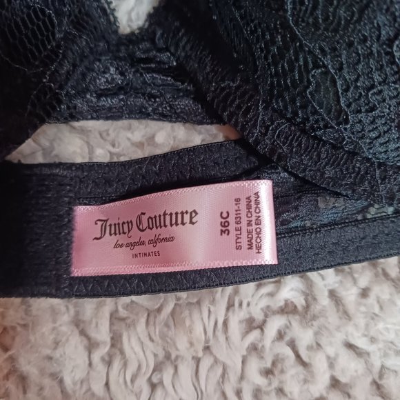 NWT Juicy Couture Black Lace Push Up Bra 36C - Picture 3 of 3